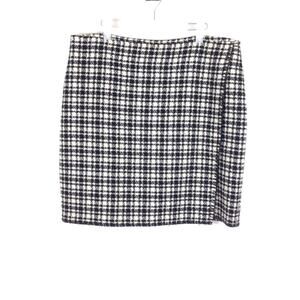 EDDIE BAUER Black & White Wool Blend Faux Wrap Straight Skirt size 14